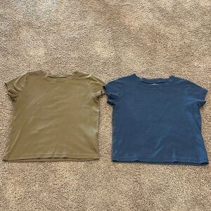 Madewell Supima® Rib Tees (Dark Mediterranean & Surplus) Size Small